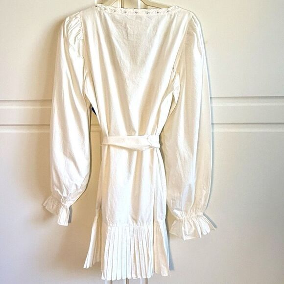 NWT Ramy Brook “Kayleigh” long sleeve white cotton mini dress Size M - Picture 13 of 13
